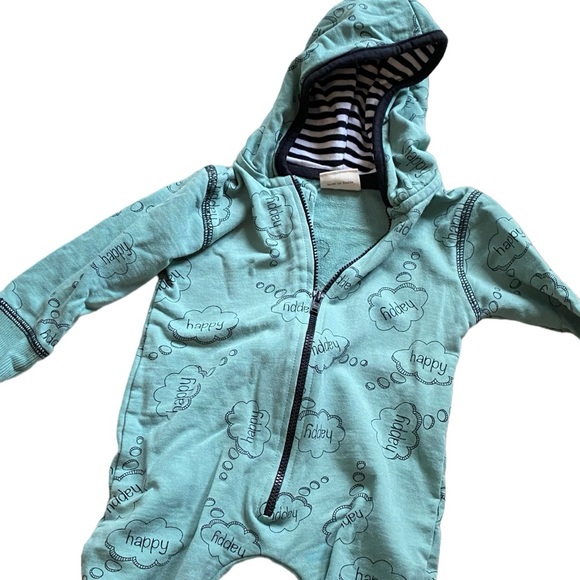 Turtledove London | 0-6m Teal Zip Romper - Picture 1 of 2